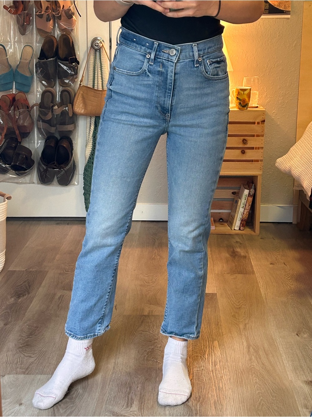 Express classic High-Rise Light Blue Straight Jeans - Women
